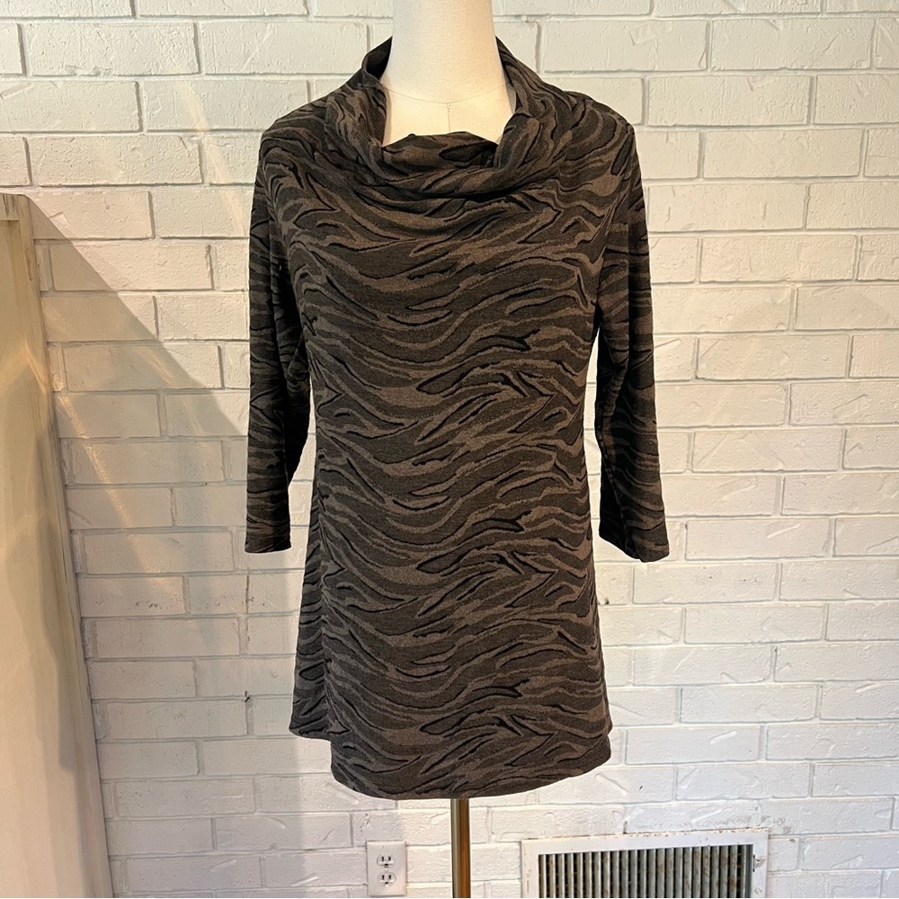 Cut Loose Brown Patterned Cowl Neck Top Shirt Womens S